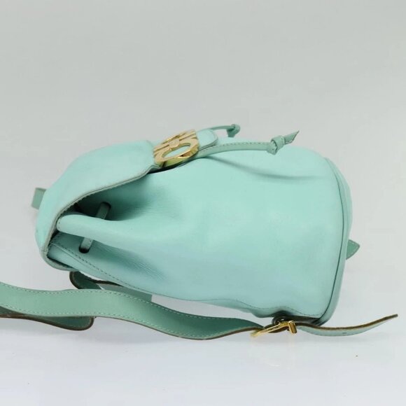 Salvatore Ferragamo Backpack Leather Turquoise Blue Gold Auth bs27971 main image 15